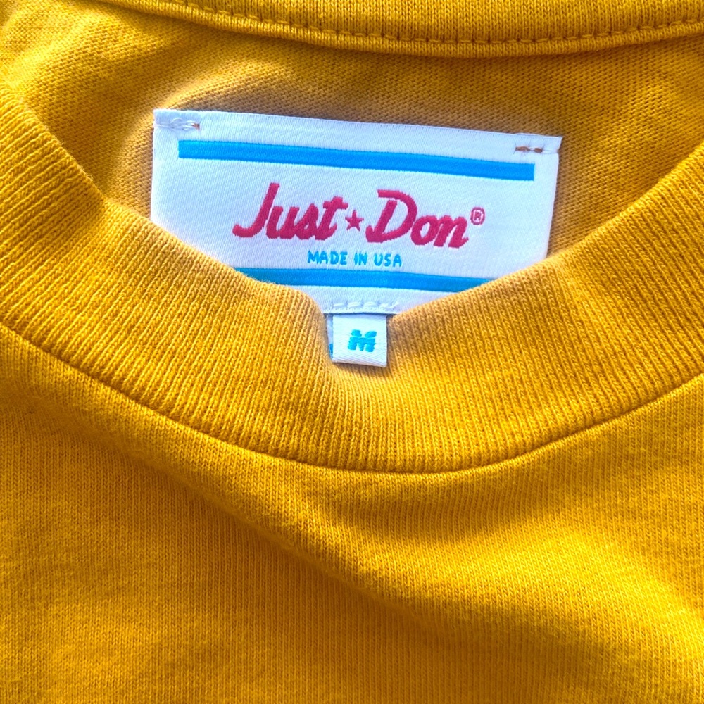Just Don t shirt never worn long sleeve t shirt the color is a mustard yellow.